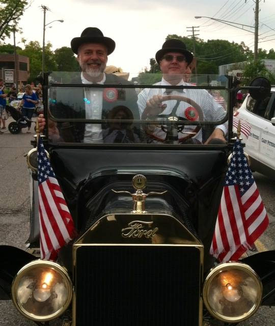 Brian Golden (left) in the Model T